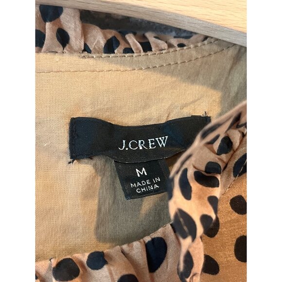 J.Crew Polka Dot Ruffle Sleeve Brown & Black Blouse Womens M - Picture 4 of 8